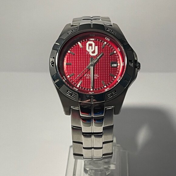 Oklahoma Sooners NCAA Stainless-Steel Watch by Fossil NEW (RARE) - Picture 7 of 8